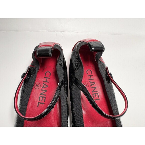 Chanel Mary Jane Block Heels Red & Black Patent Leather Cap Toe Sz EU 36 6 - Picture 10 of 10
